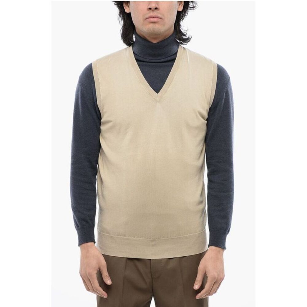 Corneliani ID Lightweight Cotton Sleeveless V-neck Men's Sweater